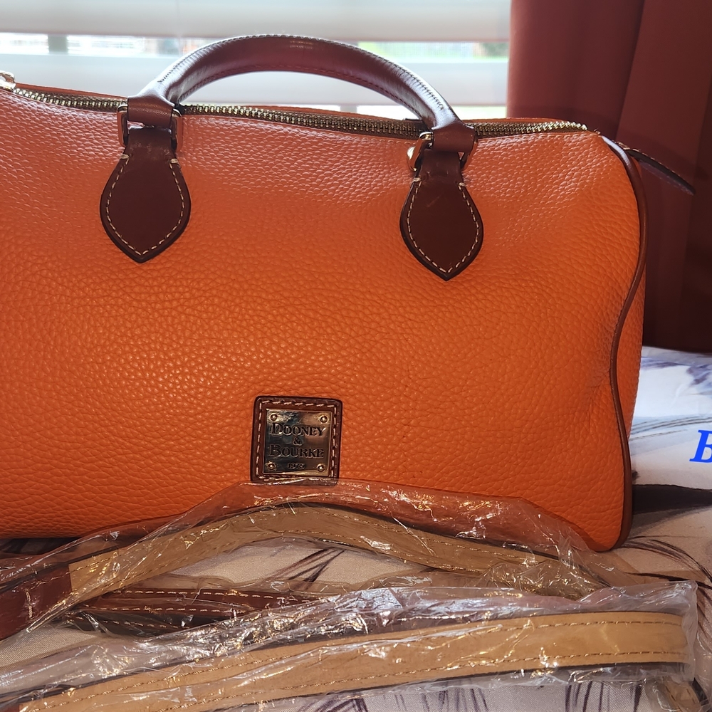 Dooney & Bourke Orange Leather Crossbody Or Satchel Handbag